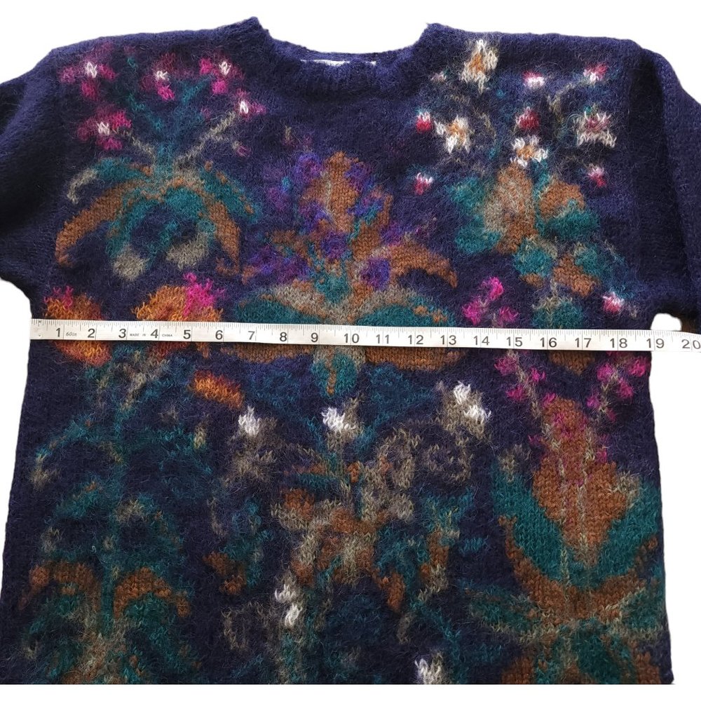 Vintage navy abstract mohair blend sweater - Picture 2 of 7